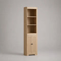 Mobile colonna rettangolare in bambù laminato naturale con 2 ante e 2 ripiani, 35 x 30 x 170 cm