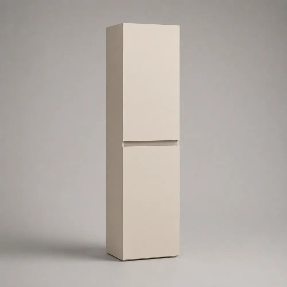 Mobile colonna da bagno a pavimento con 2 ante in legno, beige opaco, 30 x 30 x 170 cm