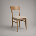Sedia da pranzo imbottita in rovere massello, rovere naturale e beige chiaro, 45 x 52 x 82 cm