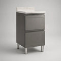 Mobile base da cucina in MDF grigio con 2 vani a ribalta e piano bianco effetto marmo, 40 × 50 × 100 cm
