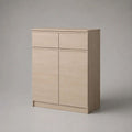 Credenza alta in pannello truciolare melaminico con 2 ante e 2 cassetti, rovere chiaro, 90 × 40 × 120 cm