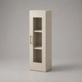 Mobile vetrina alto rettangolare in MDF e pannello truciolare con anta in vetro, avorio, 45 × 38 × 150 cm