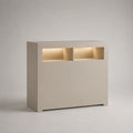 Credenza rettangolare con luci LED in pannello truciolare melaminico beige, 120 x 40 x 100 cm