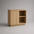 Credenza rettangolare in pannello truciolare melaminico rovere naturale con 1 anta e 2 vani aperti, 80 × 40 × 80 cm