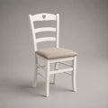 Sedia da pranzo imbottita in legno e tessuto, bianca e beige, 43 × 48 × 96 cm