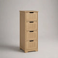 Cassettiera alta rettangolare in bambù naturale con 4 cassetti, 30 x 30 x 90 cm