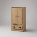 Credenza alta rettangolare in legno effetto rovere naturale con 2 ante e 1 cassetto, 70 x 40 x 120 cm