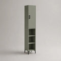 Mobile colonna dispensa in MDF melaminico con 1 anta e 3 vani aperti, verde salvia e nero, 40 × 35 × 180 cm